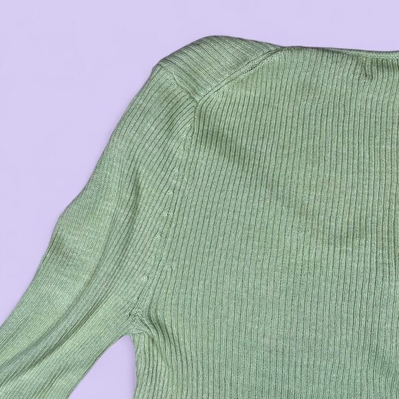 Urban Outfitters Green Y2K Ruffle Tie Front Cropped Top – Size Small - Picture 6 of 8